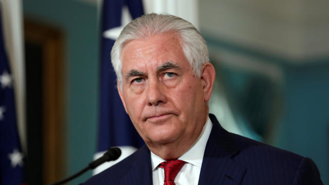 Secretary of State Rex Tillerson arrives to make a statement in Washington 