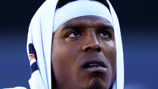 Cam Newton, No. 1 of the Carolina Panthers, looks on during the game against the New England Patriots at Gillette Stadium on Oct. 1, 2017, in Foxboro, Massachusetts. 