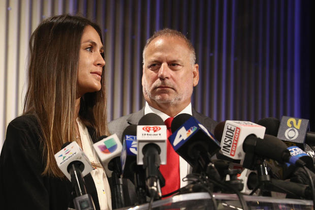 Actress Dominique Huett And Her attorney Jeff Herman Hold Press Conference To Discuss Her Lawsuit Against The Weinstein Company 