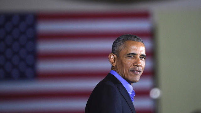 Former president Barack Obama speaks during a rally for New Jersey Democratic Gubernatorial candidate Jim Murphy 