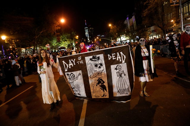 People participate in the New York City Halloween parade in New York City 