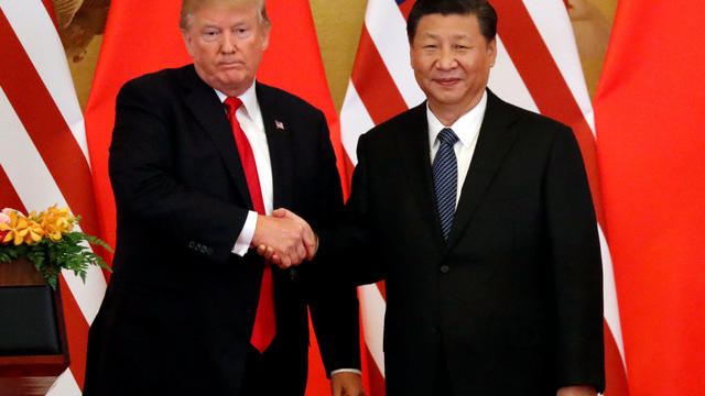 U.S. President Donald Trump and China's President Xi Jinping make joint statements at the Great Hall of the People in Beijing 