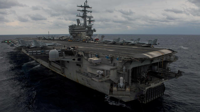 The aircraft carrier USS Ronald Reagan steams the Philippine Sea during Annual Exercise 2017 in this handout photo 