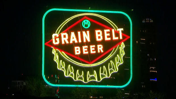 Grain Belt sign relit 