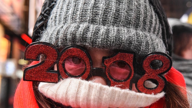 Amid Freezing Temperatures,Crowds Celebrate New Year's Eve In Times Square 