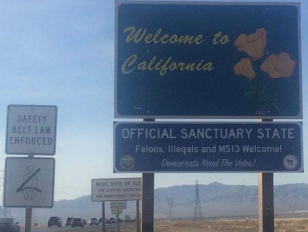 Fake 'Sanctuary State' Sign Placed On California Freeway 