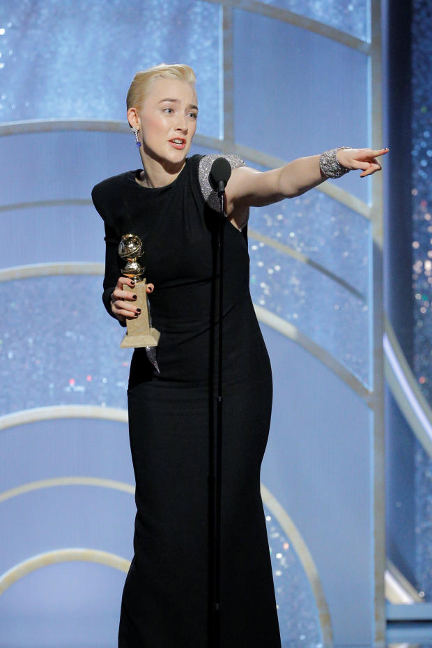 Saoirse Ronan wins Best Performance by an Actress in a Motion Picture Musical or Comedy for "Lady Bird" at the 75th Golden Globe Awards in Beverly Hills 