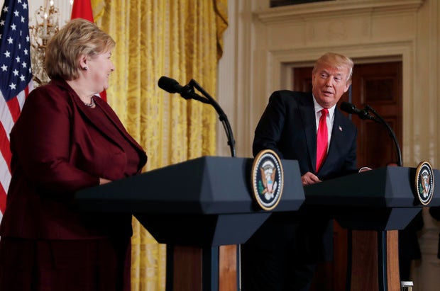U.S. President Trump and Norwegian Prime Minister Solberg hold a joint news conference at the White House in Washington