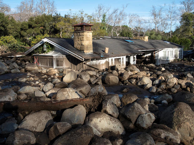 A home on Glen Oaks Road damaged by mudslides in Montecito 