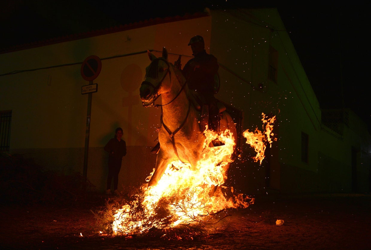 Bonfires and horses at Las Luminarias Festival