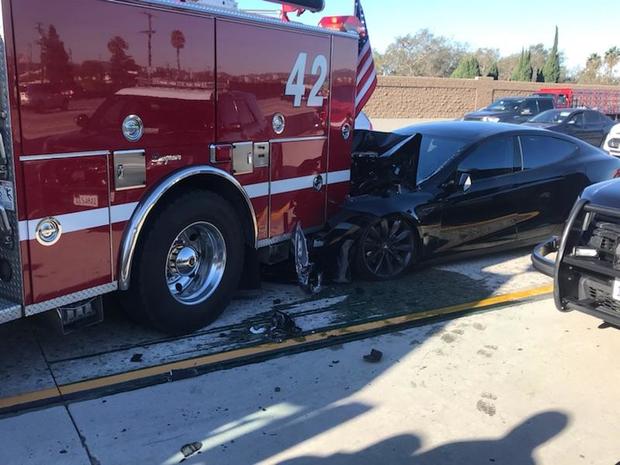 Tesla Fire Truck Crash 
