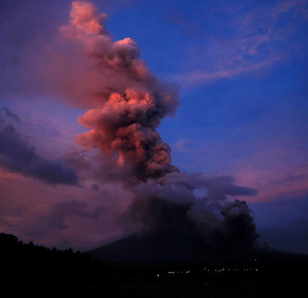 A view of the Mayon Volcano after a new eruption in Camalig, Albay province, south of Manila 