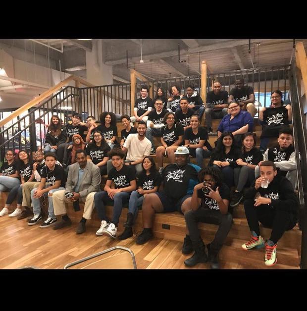 Clayton Banks with teens at Silicon Harlem 