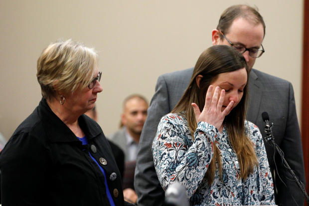 Victim Brianne Randall speaks at a sentencing hearing for Larry Nassar, a former USA Gymnastics team doctor who pleaded guilty in November 2017 to sexual assault charges, in Lansing, Michigan, on Jan. 23, 2018. 