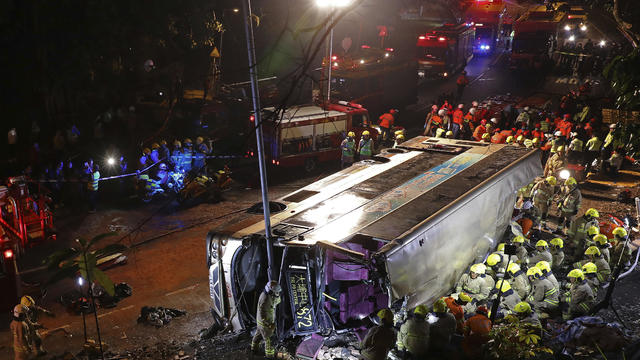 APTOPIX Hong Kong Bus Crash 