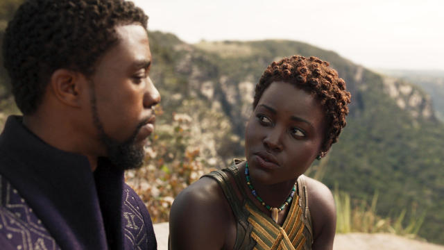 Marvel Studios' BLACK PANTHER..L to R: T'Challa/Black Panther (Chadwick Boseman) and Nakia (Lupita Nyong'o)..Ph: Film Frame..©Marvel Studios 2018 