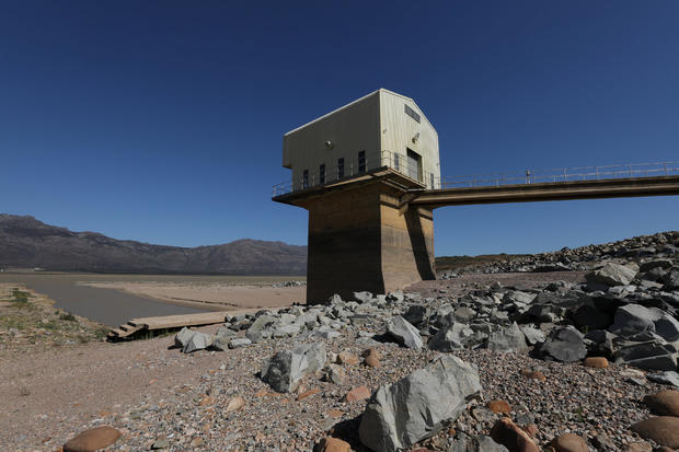 Water levels are seen at about 24 percent full at Voelvlei Dam near Cape Town 