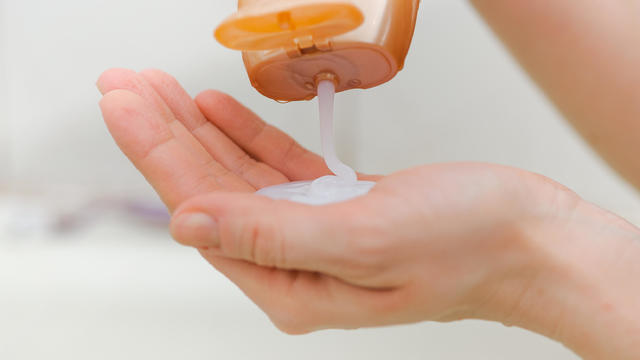 closeup of liquid soap in a hand 