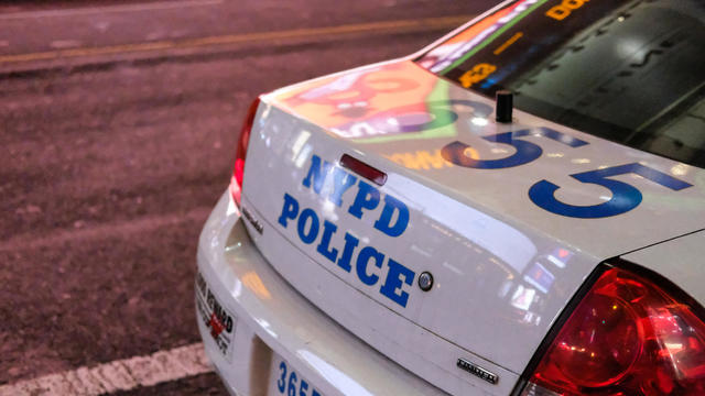 Parked NYPD vehicle at the roadside in New York City 