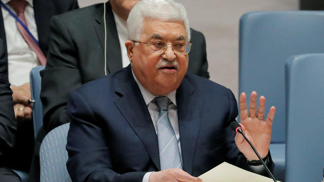 Abbas speaks during a meeting of the UN Security Council in New York 