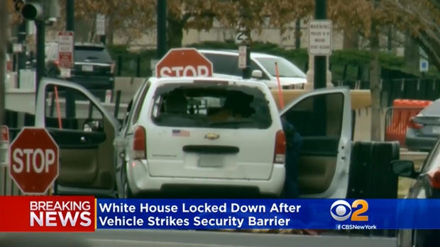 Vehicle Hits White House Security Barrier 