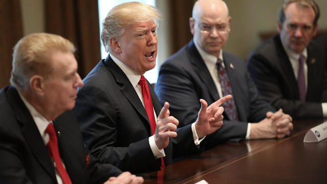 President Trump Meets With Steel And Aluminum Manufacturing Industry Leaders Announcing New Tariffs 