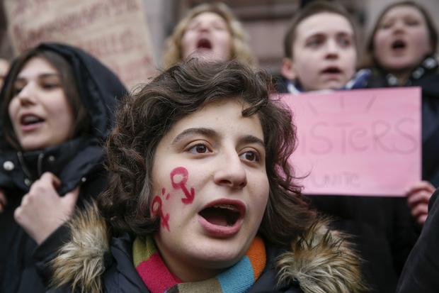Participants attend rally for gender equality and against violence towards women on the International Women's Day in Kiev 