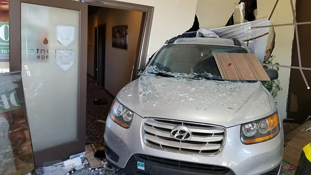 Mansfield car drives into Elements Massage 