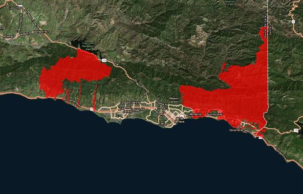 Santa Barbara County mandatory evacuation orders map 