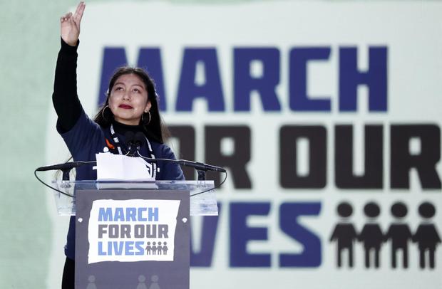 Students and young people participate in the "March for Our Lives" rally demanding gun control in Washington 