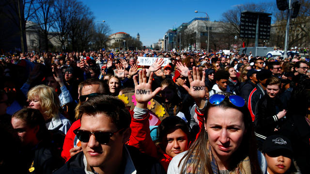 Attendees are seen as students and gun control advocates hold the "March for Our Lives" event demanding gun control after recent school shootings at a rally in Washington 