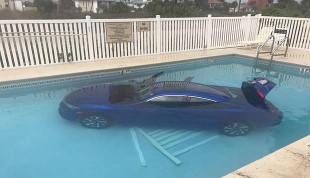 Car Into Pool 