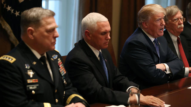 President Trump Gets Briefed By Senior Military Leadership At White House 