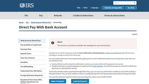 IRS Payment Website Goes Down 