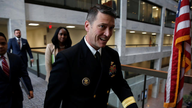 U.S. President Trump's nominee to be U.S. Secretary of Veterans Affairs, Navy Rear Adm. Jackson meets with Senator Tester (D-MT) in Washington 