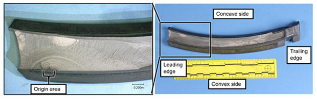ntsb southwest Figure 2. Fracture surface with fatigue indications 