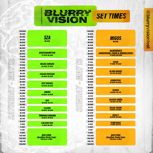 Blurry Vision Festival set times 