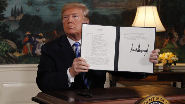 U.S. President Trump announces his decision on the Iran nuclear agreement at the White House in Washington 