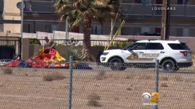 A Sheriff's Deputy Folded the Bounce House that Blew onto Hwy 395 in Adelanto on Saturday 