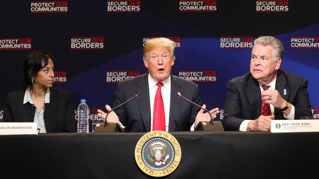 U.S. President Trump participates in a roundtable on immigration in Bethpage, New York 