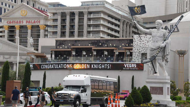 Las Vegas Strip Shows Support For Vegas Golden Knights During Stanley Cup Playoffs Run 