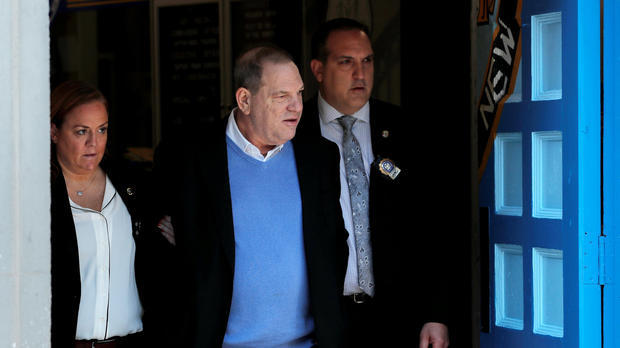 Film producer Harvey Weinstein leaves the 1st Precinct in Manhattan in New York 