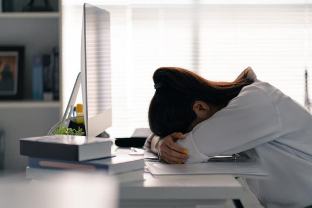 woman tired of working in the office 