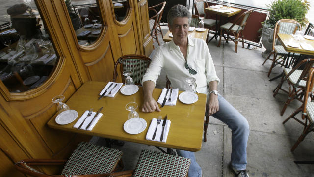 Anthony Bourdain, host of the Travel Channel's "No Reservations," poses in a New York restaurant Aug. 8, 2007. 