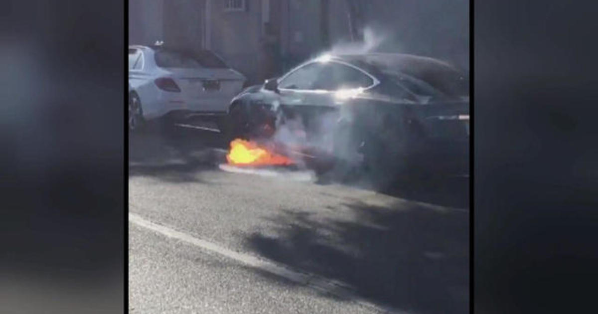 Video shows Tesla Model S bursting into flames CBS News