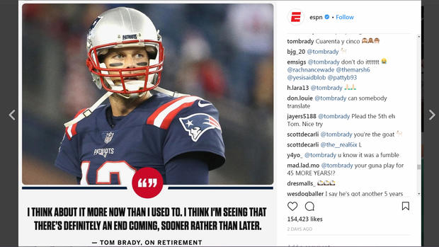 Tom Brady Instagram Comment 