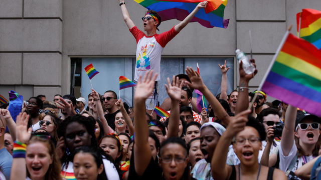 People watch New York City's Pride Parade 