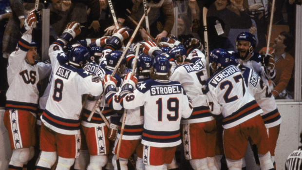Team USA celebrates \"the Miracle on Ice\" 