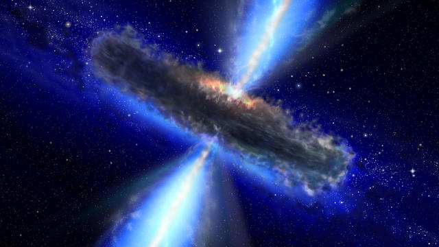 An artist's impression shows the dust torus around a super-massive black hole. 
