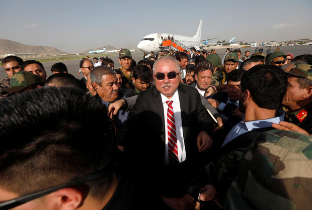 Afghan Vice President Abdul Rashid Dostum arrives at the Hamid Karzai International Airport in Kabul 